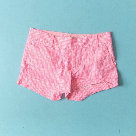 Lilly Pulitzer Hot Pink Check Plaid Barclay Cuffed Mid Rise Shorts Sz 2